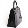 Kelly 32 HERMES leather bag exotic black vintage porosus