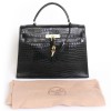 Kelly 32 HERMES leather bag exotic black vintage porosus