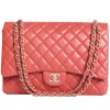 Sac Jumbo CHANEL cuir d'agneau corail 