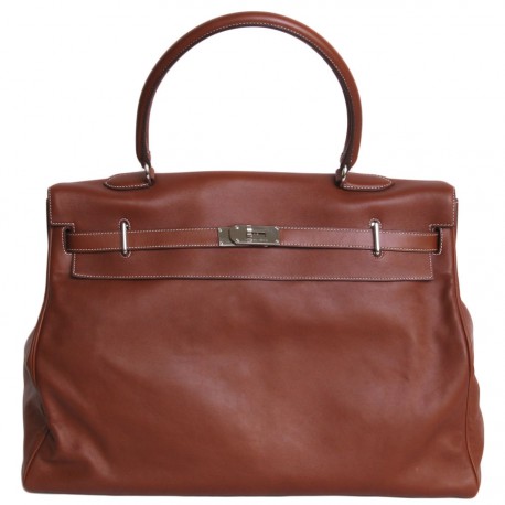 Sac Kelly Relax HERMES cuir lisse silkim fauve