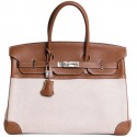  Birkin 35 HERMES en toile et cuir togo gold