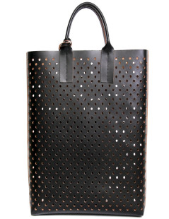 MARNI Tote Leather perforated black