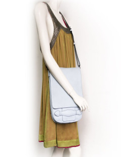 SONIA RYKIEL satchel in blue sky grained calf