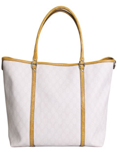 Bag GUCCI TOTE in canvas monogram and yellow exotic leather