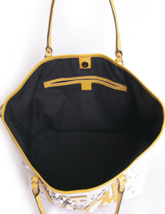 Bag GUCCI TOTE in canvas monogram and yellow exotic leather