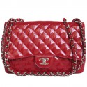 CHANEL Jumbo red patent leather bag