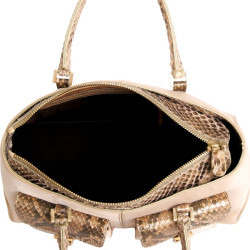 Mini sac à main TOD'S cuir recouvert de satin et python gold