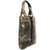 Sac JIMMY CHOO gris foncé et vert kaki en cuir verni et veau velours