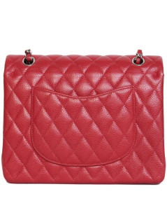 Timeless CHANEL red caviar leather bag