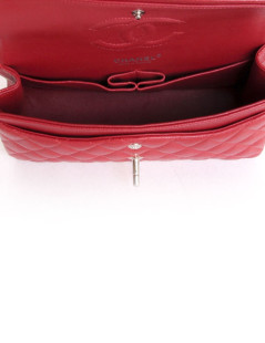 Timeless CHANEL red caviar leather bag