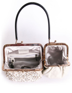 SONIA RYKIEL anniversary collection in White leather and pearls handbag