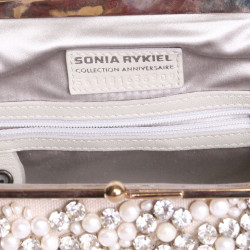 sac à main SONIA RYKIEL collection anniversaire en cuir blanc et perles 