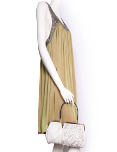 SONIA RYKIEL anniversary collection in White leather and pearls handbag