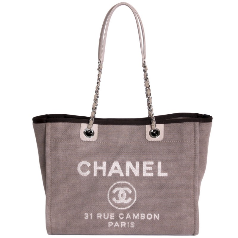 Chanel Grey Canvas and Leather Medium Deauville Shopper Tote Chanel  TLC