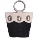 HERVÉ MASSON suede black and beige vintage bucket bag