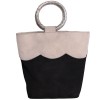 sac seau HERVE MASSON en daim noir et beige vintage