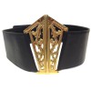 Ceinture CHANEL en cuir noir vintage 