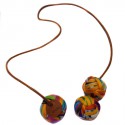 "Petit H" collier Hermes en cuir et foulards multicolores