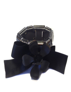 MARNI purple plexi, satin ribbon and metal flower bracelet