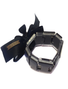 MARNI purple plexi, satin ribbon and metal flower bracelet