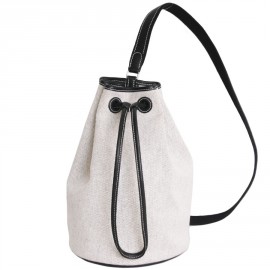 HERMES bucket in canvas and black leather bag