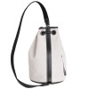 sac seau HERMES en toile blanche et cuir noir