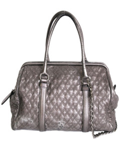 Bag bowling D & G DOLCE & GABBANA silver quilted leather