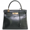 Sac Kelly 28 HERMES cuir box vert 