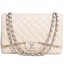 CHANEL jumbo caviar beige leather Maxi bag