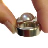 Ring pale golden CHANEL with Pearly bead T53