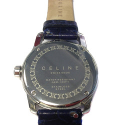 Montre CÉLINE en  acier et bracelet croco bleu océan