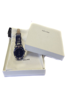 Watch CELINE in steel and bracelet ocean blue croco