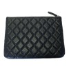 CHANEL wallet zip black quilted caviar leather