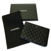 CHANEL wallet zip black quilted caviar leather