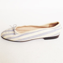 Ballet flats CHANEL t. 38 two-tone blue and white striped canvas