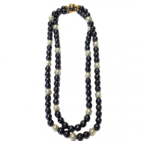 Collier Couture CHANEL double rangs perles 