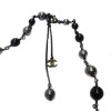 Long sautoir CHANEL en perles velours , acier et noires