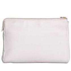 Pochette  zippée CHANEL en cuir grainé blanche