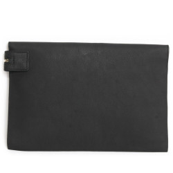 Pochette  VICTORIA BECKHAM en cuir de buffle et python noir GM