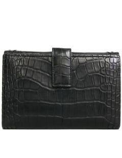 Portefeuille  "Muse" YVES SAINT LAURENT en crocodile noir