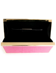 Bag clutch VICTORIA BECKHAM in python fushia and gold brass