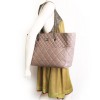 CHANEL Tote Leather aged beige pink quilted bag