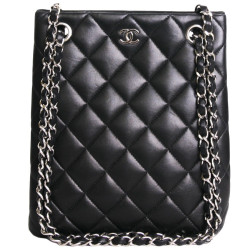 ac seau CHANEL cuir d'agneau matelassé noir