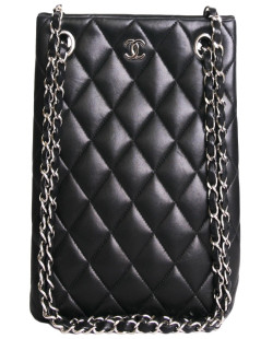 Sac seau CHANEL cuir d'agneau matelassé noir