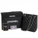 CHANEL black quilted lamb leather bucket bag