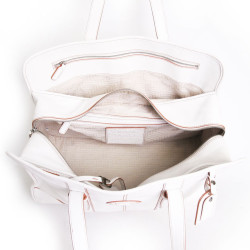 Sac Lancel " Grand Hotel " en cuir blanc