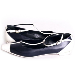 Ballerines CHANEL T 36 bicolores en cuir bleue et blanc