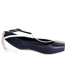 Ballerines CHANEL T 36 bicolores en cuir bleue et blanc