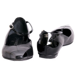 Ballerines Chanel T37 en cuir noir