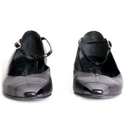 Ballerines Chanel T37 en cuir noir